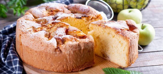 фото1 классическая пышная шарлотка с яблоками в духовке