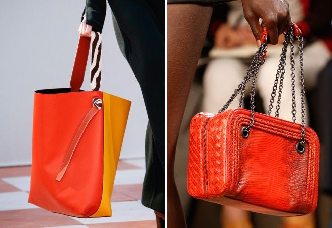 кожаные оранжевые сумки