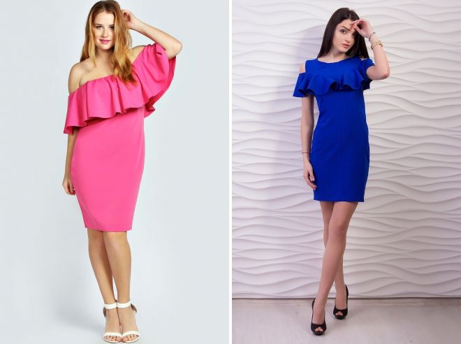 красивое платье с воланом на плечах красивое платье с воланом на плечах