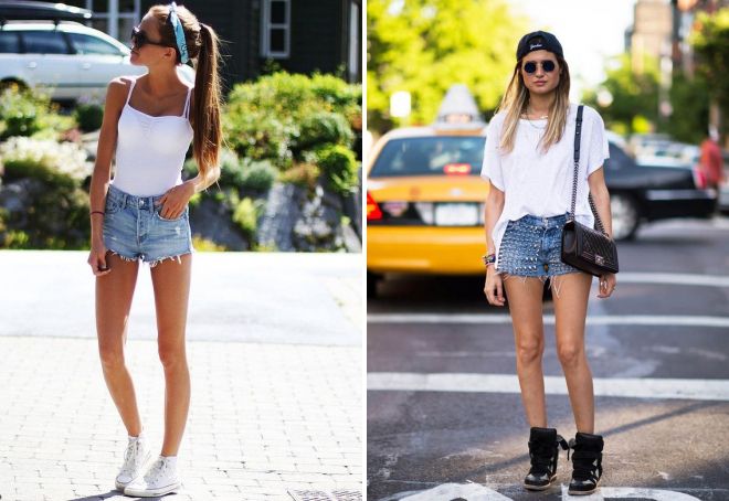 короткие джинсовые шорты и кроссовки короткие джинсовые шорты и кроссовки