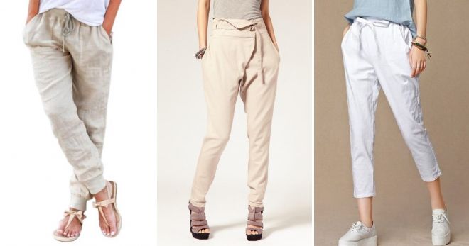 Льняные штаны на резинке Льняные штаны на резинке