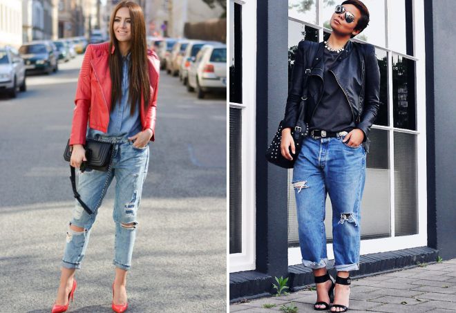 женская косуха с джинсами женская косуха с джинсами