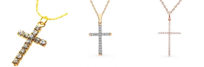 Золотой крестик со стразами Золотой крестик со стразами