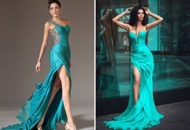 бирюзовое платье со шлейфом бирюзовое платье со шлейфом