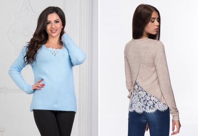 теплый свитер с кружевом теплый свитер с кружевом
