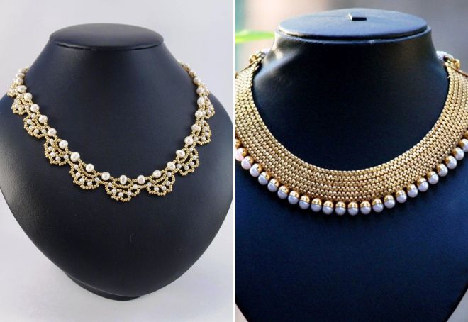 колье с жемчугом из золота колье с жемчугом из золота