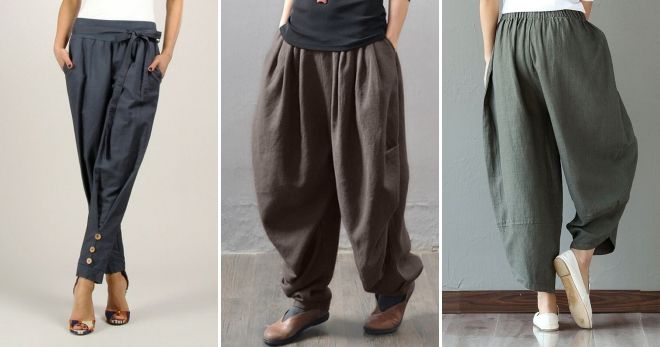 Льняные штаны-шаровары Льняные штаны-шаровары