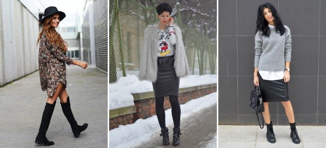 с чем носить черные сапоги без каблука с чем носить черные сапоги без каблука