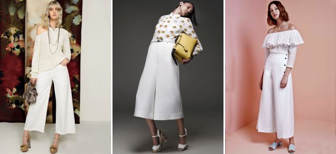 Белые широкие брюки Белые широкие брюки