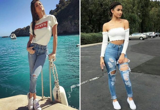 с чем носить рваные джинсы летом с чем носить рваные джинсы летом