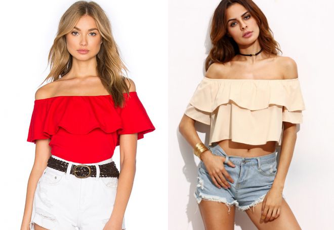 топ с воланами на плечах топ с воланами на плечах