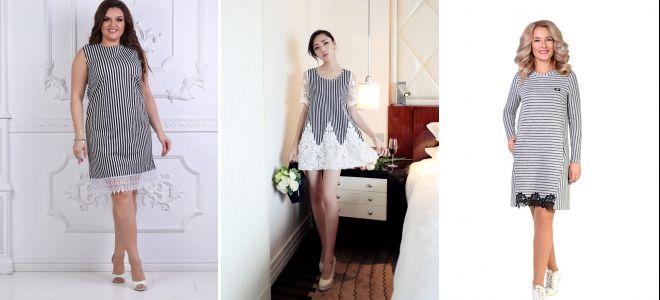 Полосатое платье с кружевом Полосатое платье с кружевом