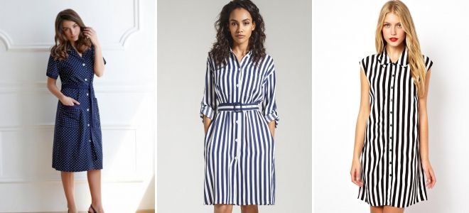 Полосатое платье-халат мода Полосатое платье-халат мода