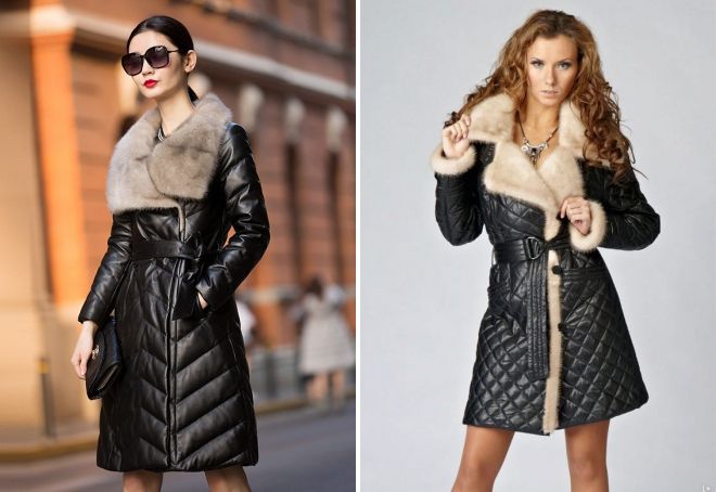 кожаный пуховик с норкой кожаный пуховик с норкой