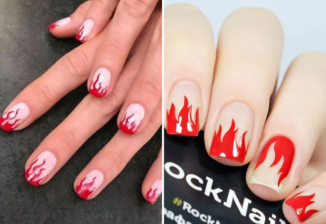 маникюр на короткие ногти с огнем маникюр на короткие ногти с огнем