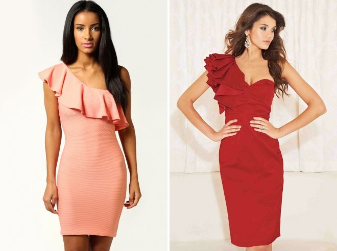 платье с воланом через одно плечо платье с воланом через одно плечо