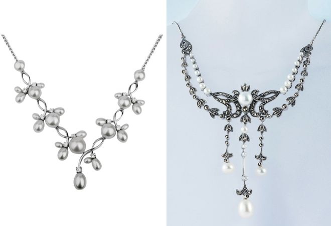 серебряное колье с жемчугом серебряное колье с жемчугом