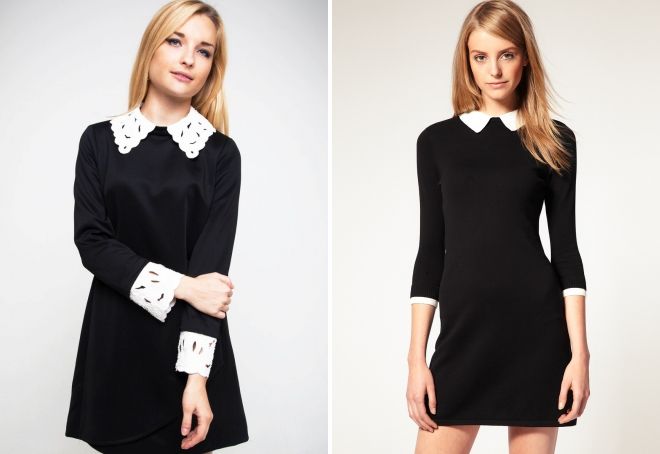 строгое черное платье с белым воротником строгое черное платье с белым воротником