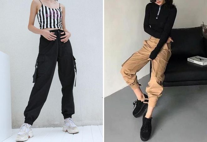 женские штаны карго с резинкой внизу женские штаны карго с резинкой внизу