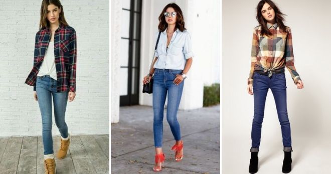 Приталенная рубашка с джинсами Приталенная рубашка с джинсами