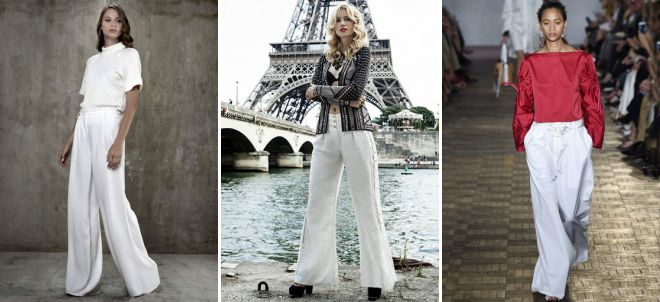 Белые широкие брюки Белые широкие брюки