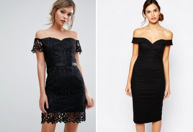 черное короткое платье с открытыми плечами черное короткое платье с открытыми плечами