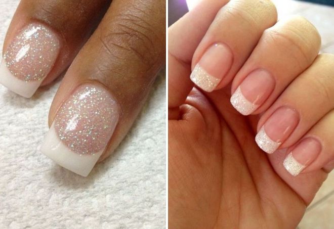 французский маникюр с глиттером французский маникюр с глиттером