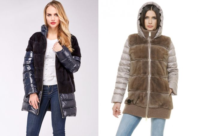 комбинированный пуховик с норкой комбинированный пуховик с норкой