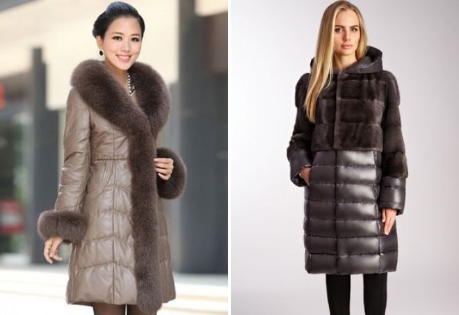 кожаный пуховик с мехом норки кожаный пуховик с мехом норки