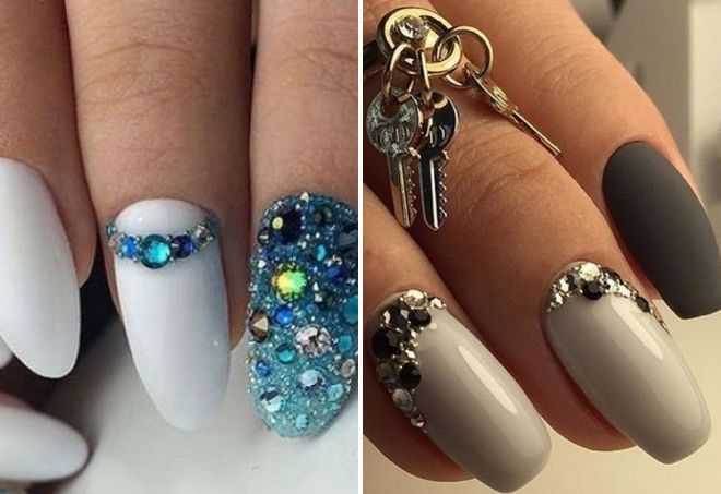 маникюр на длинные ногти со стразами маникюр на длинные ногти со стразами