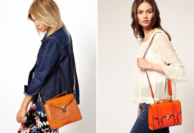 оранжевая сумка через плечо