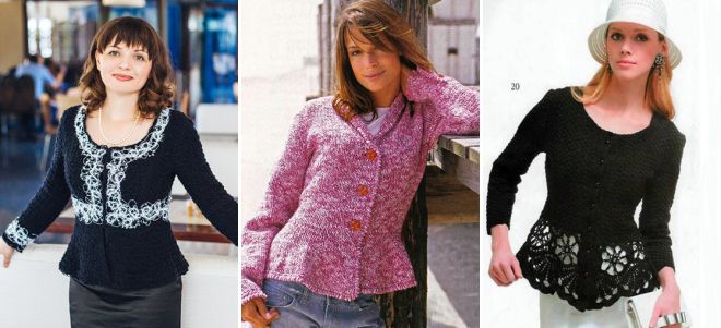 Вязаные жакеты с баской Вязаные жакеты с баской