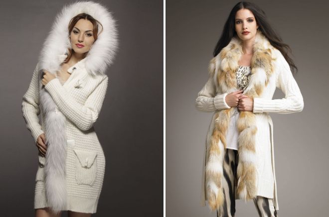 вязаный кардиган с мехом вязаный кардиган с мехом