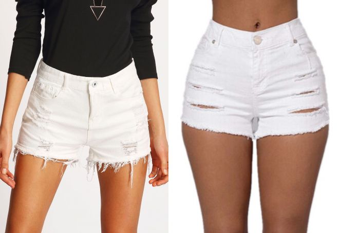 белые рваные шорты белые рваные шорты