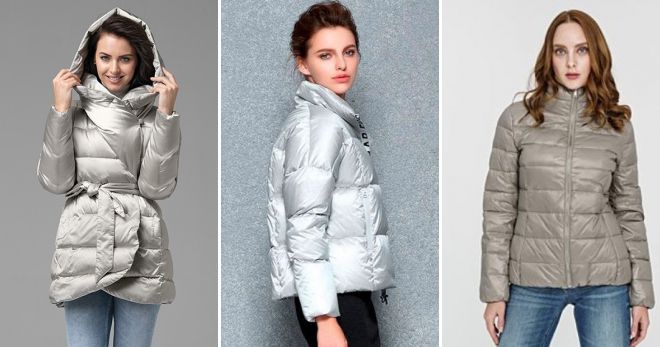 Короткий серый пуховик приталенный Короткий серый пуховик приталенный