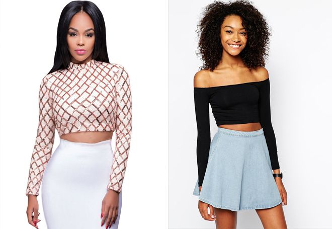 Короткий топ с длинным рукавом Короткий топ с длинным рукавом