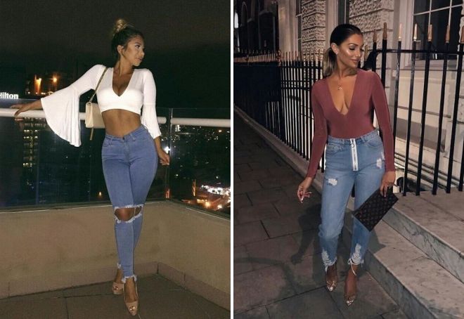 образы с женскими рваными джинсами образы с женскими рваными джинсами