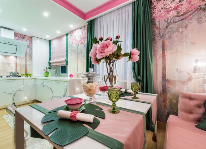 сочетание розового и зеленого в интерьере сочетание розового и зеленого в интерьере