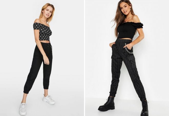 женские черные штаны карго женские черные штаны карго