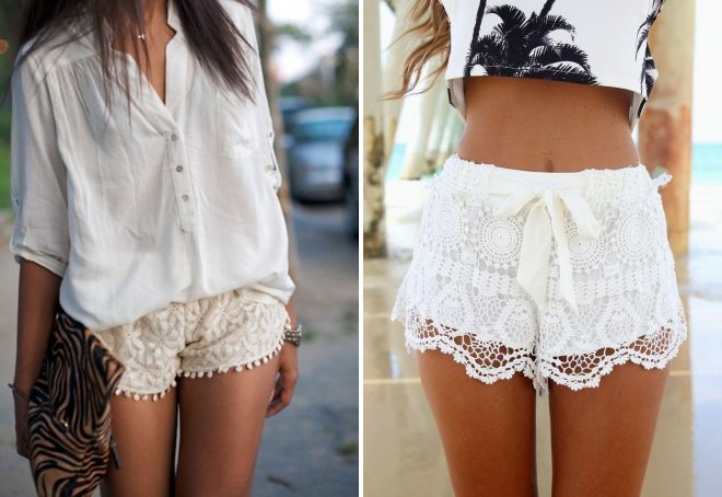 белые шорты с кружевом белые шорты с кружевом