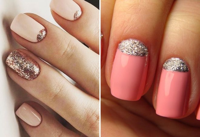 лунный маникюр с глиттером лунный маникюр с глиттером