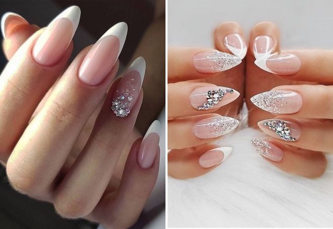 белый френч на острых ногтях белый френч на острых ногтях