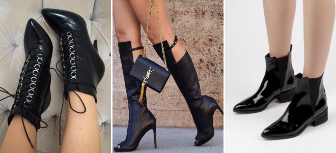 черные кожаные сапоги черные кожаные сапоги