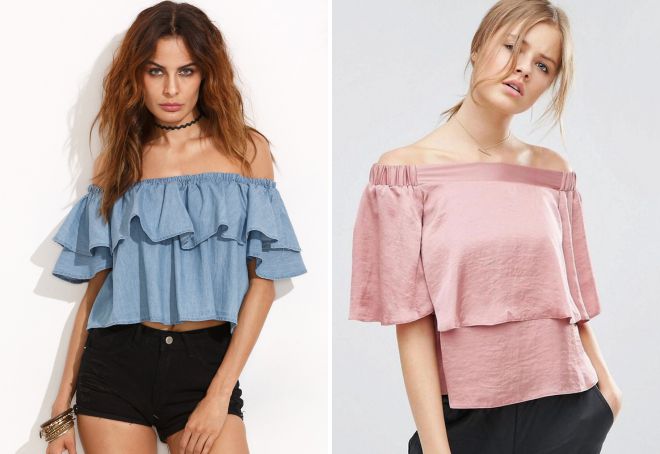 топ с воланом на резинке топ с воланом на резинке