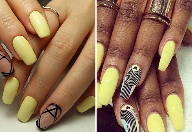 желтый маникюр на длинные ногти желтый маникюр на длинные ногти