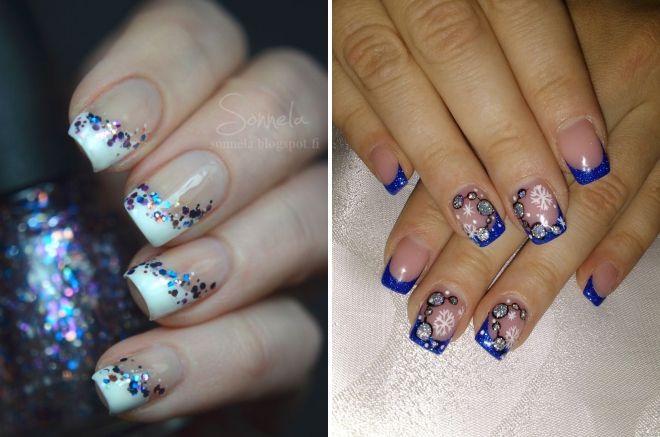 новогодний маникюр френч с блестками новогодний маникюр френч с блестками