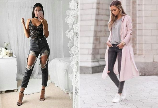 с чем носить черные рваные джинсы с чем носить черные рваные джинсы