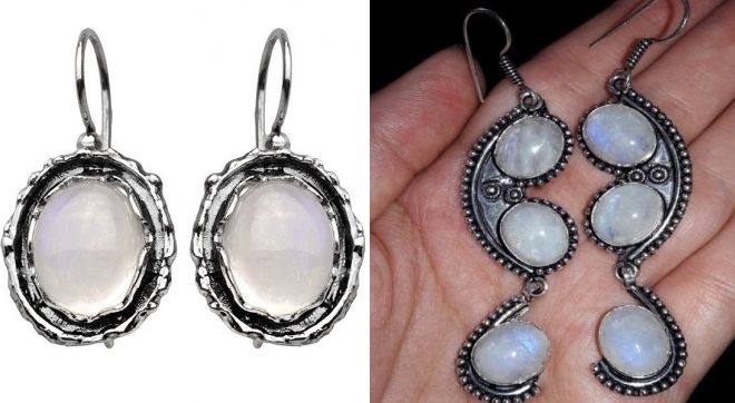 серьги с лунным камнем серьги с лунным камнем