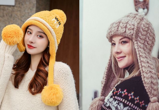 вязаные шапки ушанки для девушек вязаные шапки ушанки для девушек