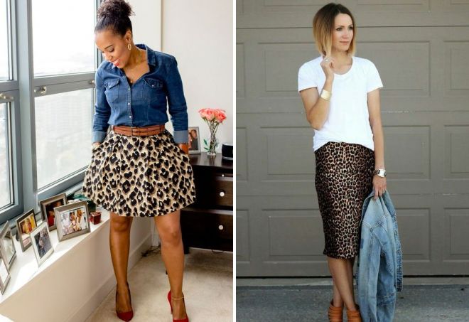 с чем сочетается леопардовая юбка